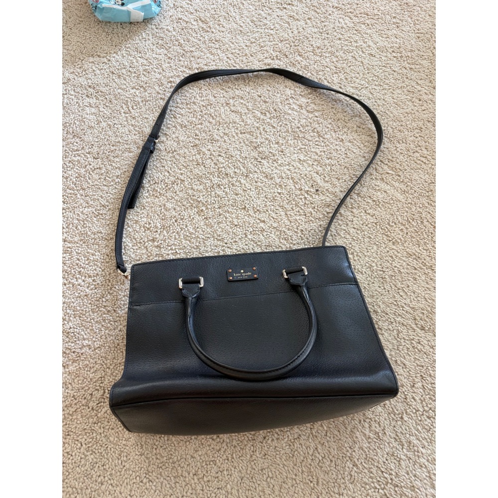 Kate Spade New York Black Pebbled Leather Satchel Crossbody Bag